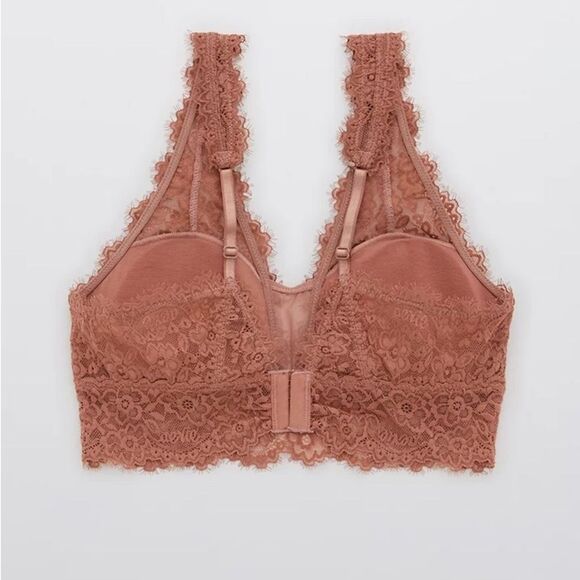 Aerie Eyelash Lace Padded Plunge Bralette - Picture 4 of 5